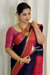 Mysore Navy Blue With Pink