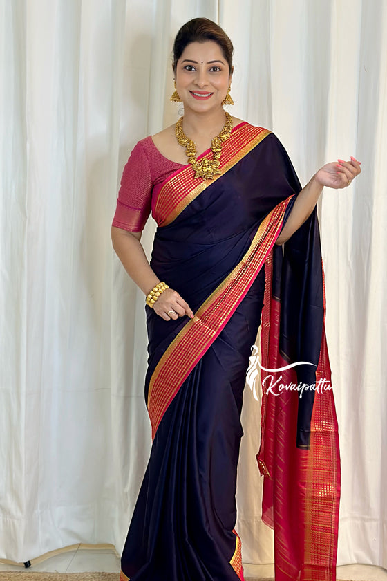 Mysore Navy Blue With Pink